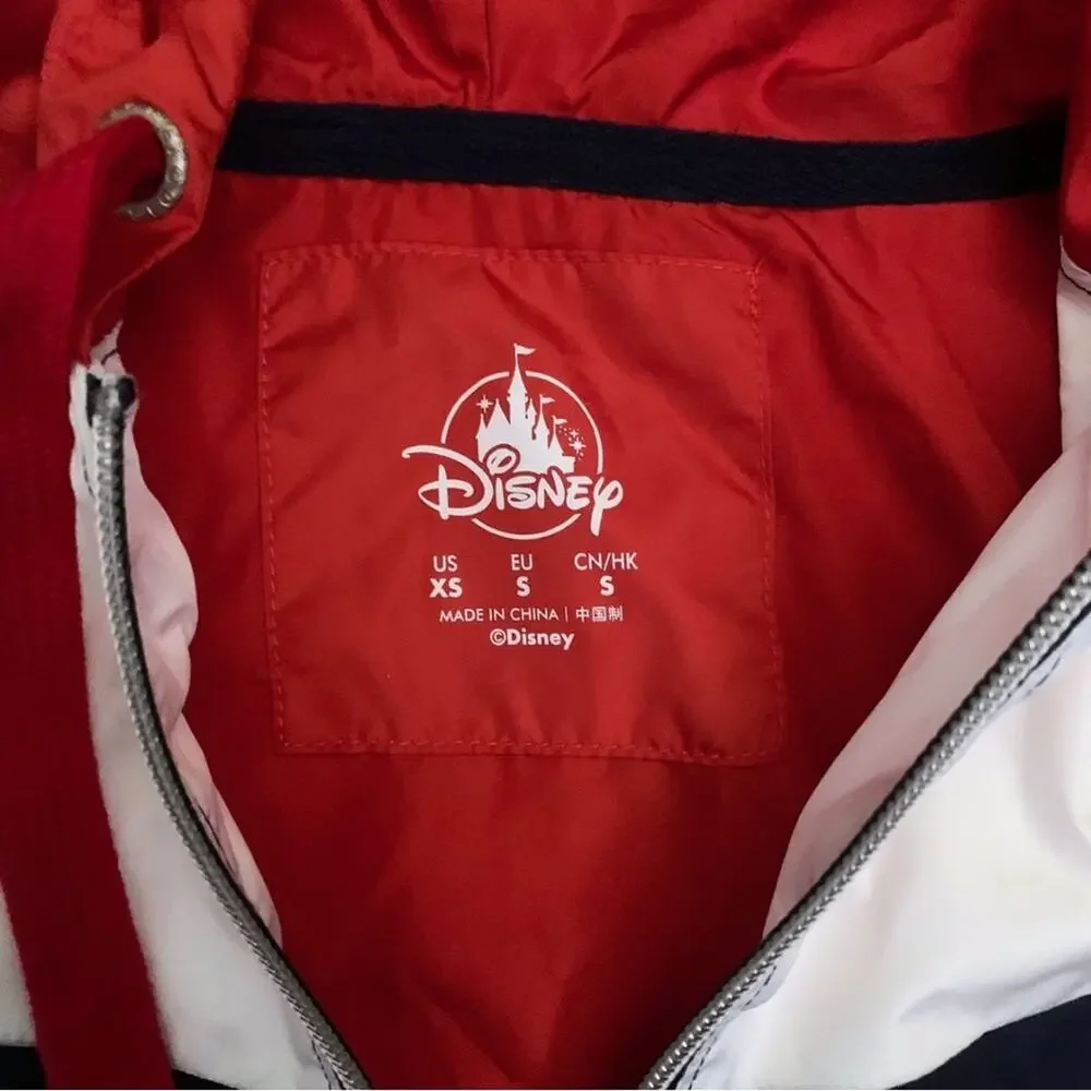 Disney Mickey Mouse Americana Windbreaker Hooded Rain Jacket Red Blue USA 250